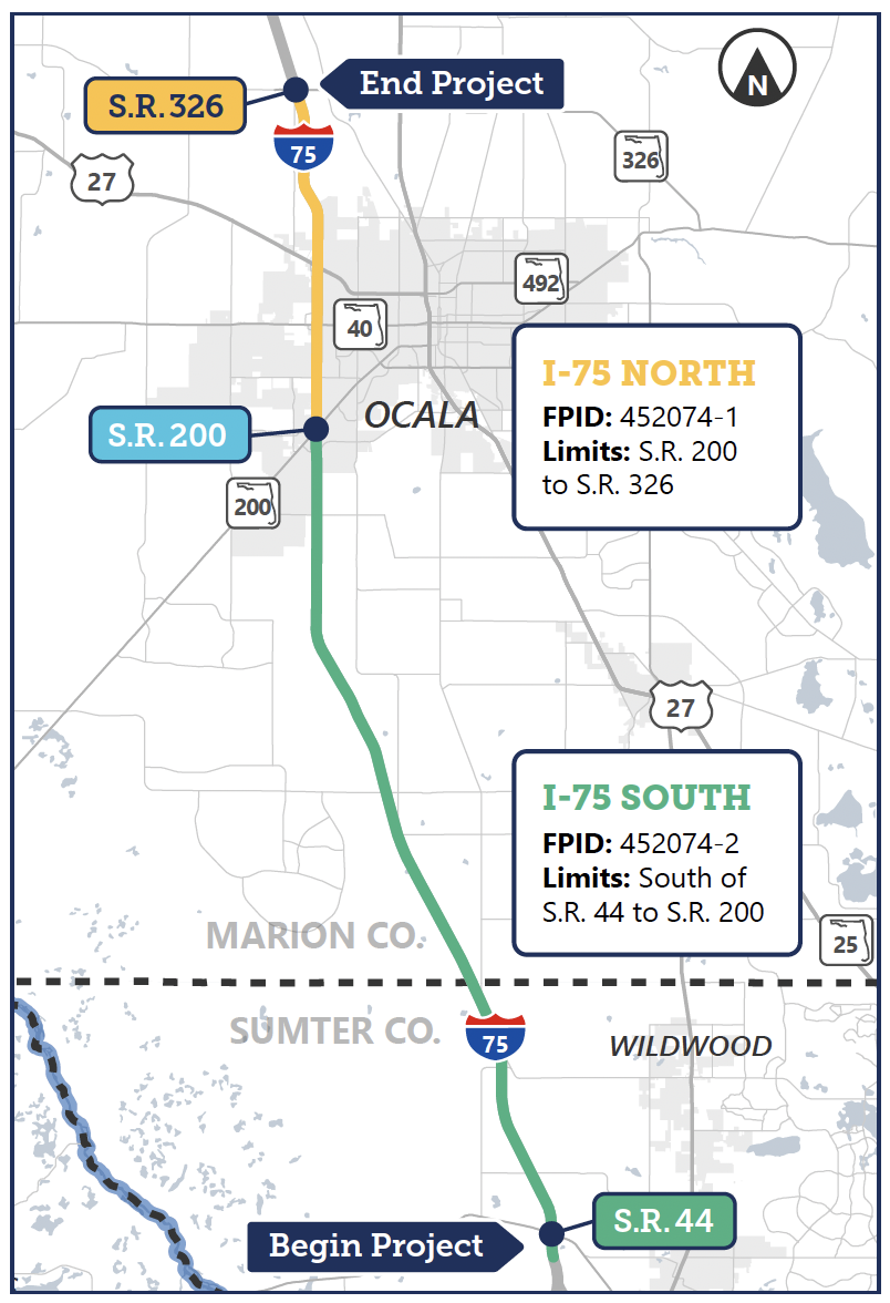Detailed Map of I-75 Widening through Ocala